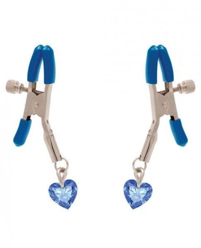 I&#039;ll Never Let Go Nipple Clamps Blue Heart Charms
