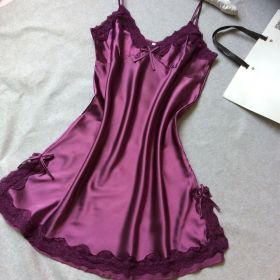 silk sling pajamas (Option: Dark purple-XL)