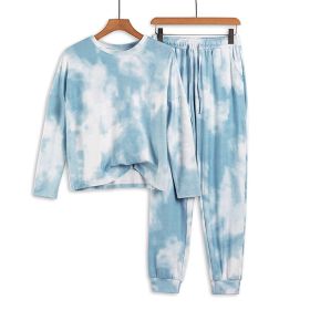 Two Piece Set Tracksuit Women Clothes (Option: Light Blue-XXL)
